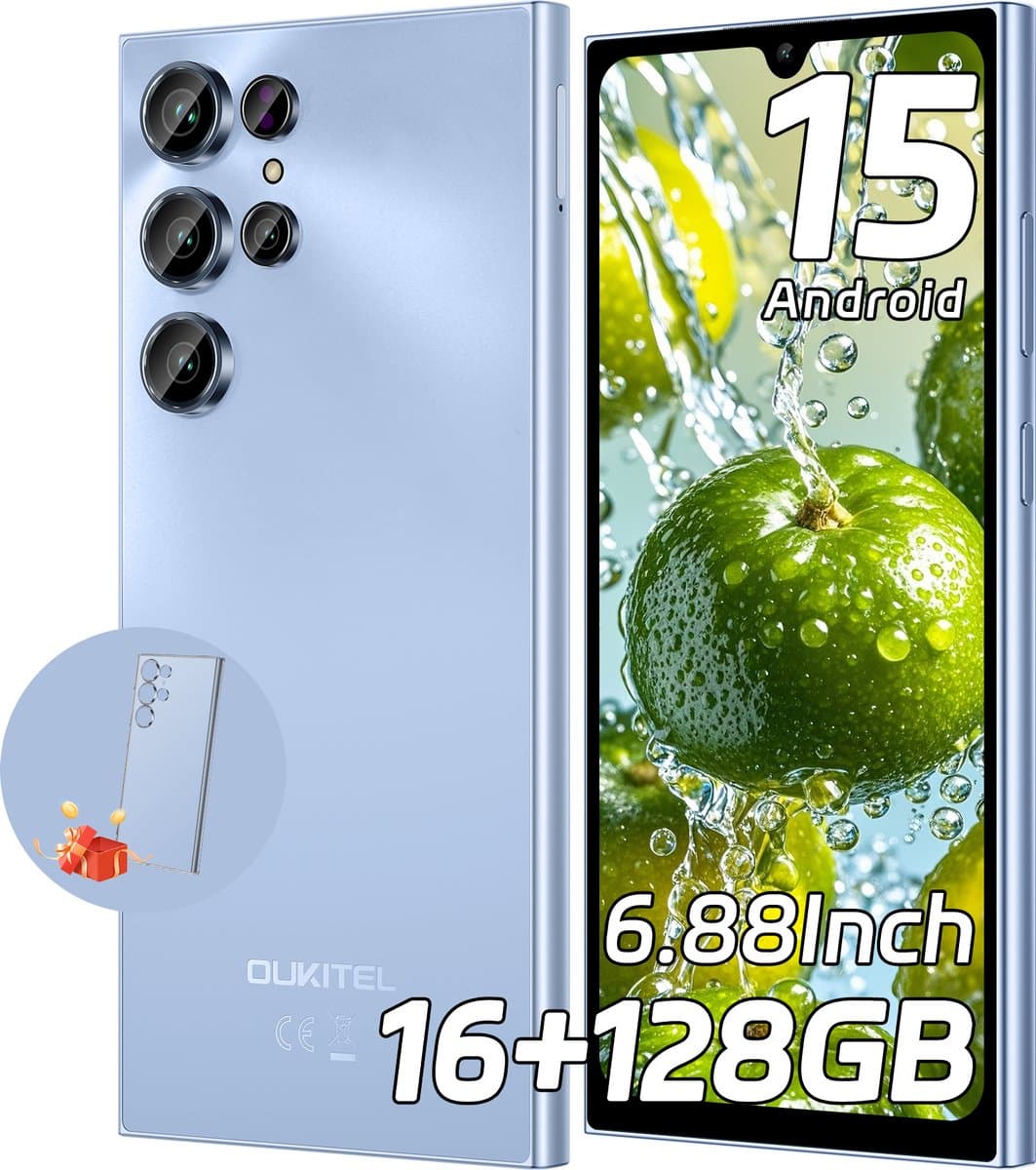OUKITEL C61 Mobiele Telefoon Zonder Contract met 16 GB Werkgeheugen, 128 GB Opslag, 5150 mAh Accu, Android 15 — afbeelding 1