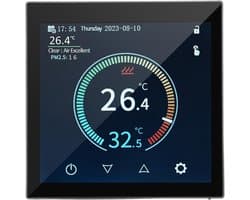 Slimme Thermostaat - Temperatuurregelaar WiFi - Verwarming Regelen - App-bediening - 86 x 86 mm - Zwart