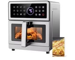 Airfryer Oven 8L RVS – 1700W – 12 Kookprogramma’s – Touchscreen Display – Timer – Kinderslot – Heteluchtfriteuse