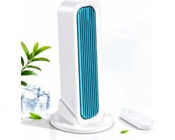 Witte Bladloze Torenventilator - USB Oplaadbaar - 4000mAh Accu - 3 Snelheden - Stil - Met Afneembare Voet En Afstandsbediening - Geschikt Voor Bureau - Slaapkamer En Kamperen