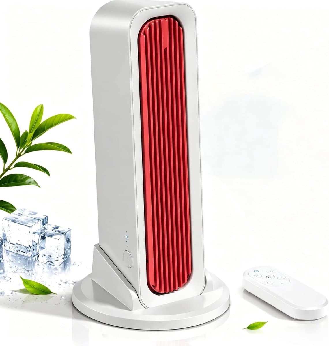 Stille Draagbare USB Torenventilator - Bladloos - 4000mAh Accu - 3 Snelheden - Met Losse Voet En Afstandsbediening - Geschikt Voor Bureau - Slaapkamer En Kamperen - rood — afbeelding 1