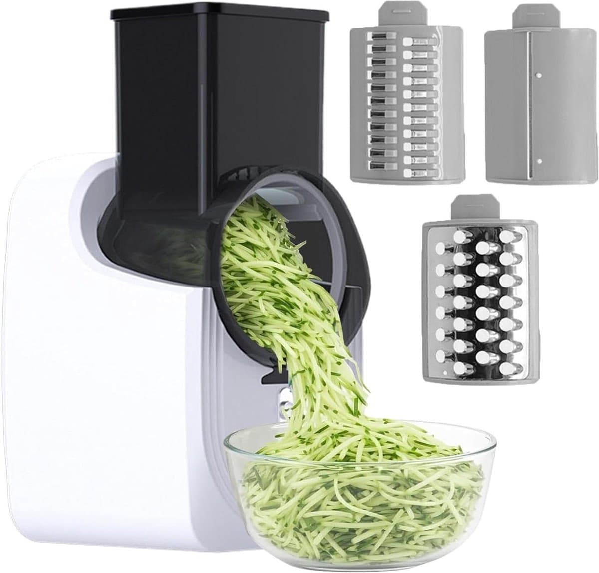 Elektrische Rasp - Keuken Snijder - Maaltijdvoorbereiding Versnellen - 3 Verschillende Kegels - 14x16x29cm - Wit — afbeelding 1