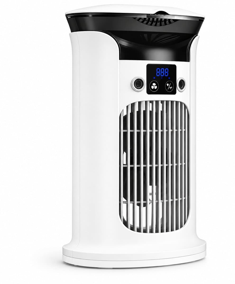 Mobiele Airco - 4-in-1 Luchtkoeler met 800ml Watertank - Mini Airconditioner voor Slaapkamer & Kantoor - Draagbare Aircooler - Energieklasse A+ - Wit — afbeelding 1