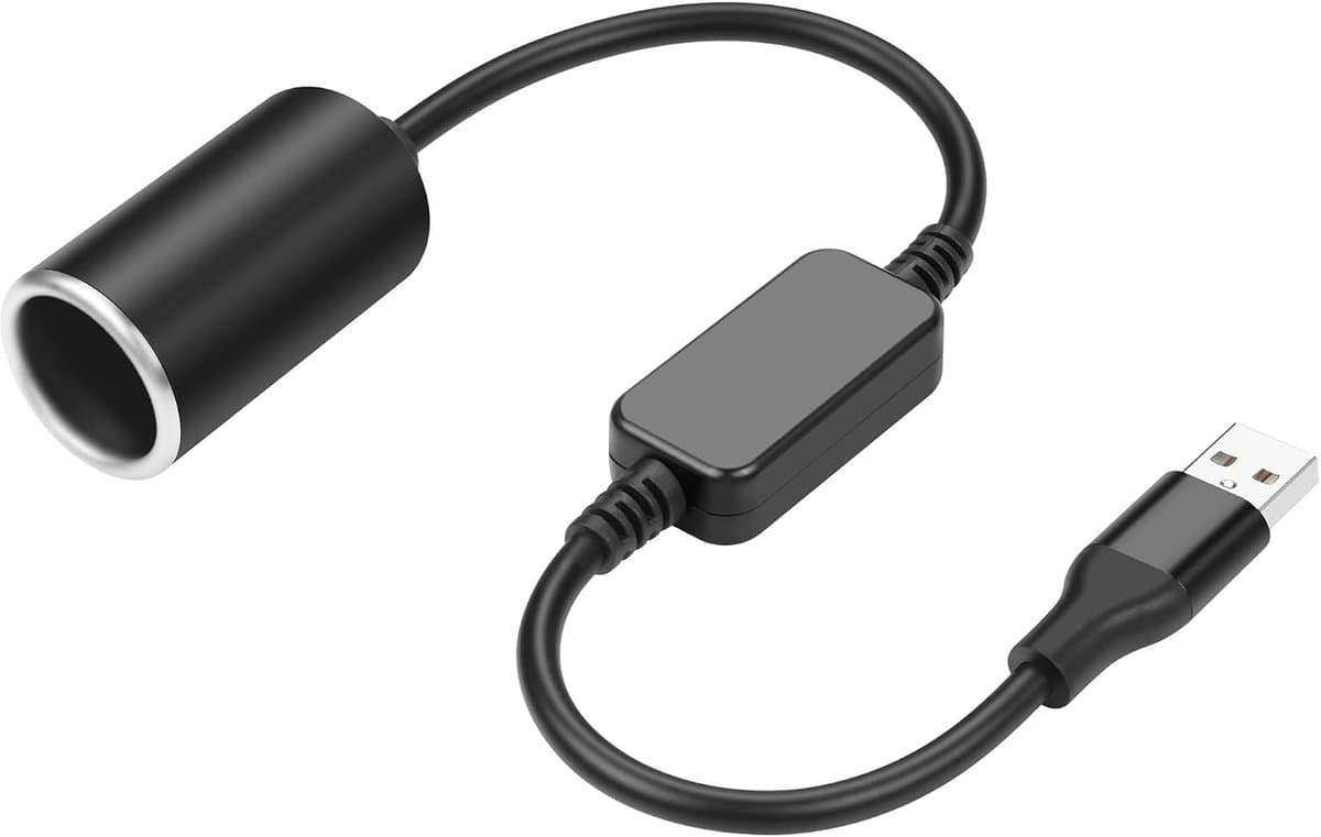 GINTOOYUN 24W USB A Male to 12V Cigarette Lighter Booster Cable Pedestal Adapter Power Cord for Dashcam, GPS, Car Led - ShopVlot — afbeelding 1