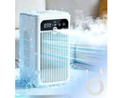 Draagbare Luchtkoeler met Verneveling - 3-in-1 Mini Air Cooler, Ventilator en Luchtbevochtiger - Stil 30 dB - Oplaadbaar - 370 ml Watertank