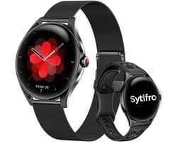 SYTIFRO smartwatch dames -smartwatch met 3D bolvormig glas - horloge dames 1.32" AMOLED 60Hz - 300 mAh (7 dagen) horloge - 130+ sportmodes & 2 jaar garantie