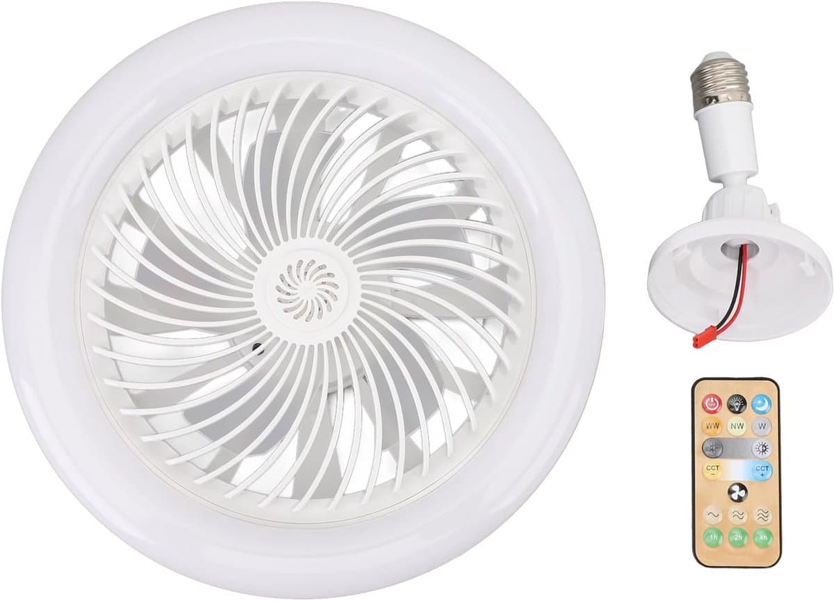 E27 plafondventilator met verlichting, 30W, met afstandsbediening, plat ontwerp, geschikt voor kleine ruimtes, slaapkamer. — afbeelding 1