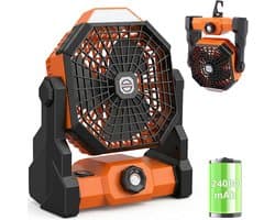 Draagbare campingventilator/tentventilator, 24000mAh capaciteit, 3-in-1 buitenventilator met LED-verlichting, 3-4 windsnelheden, geschikt voor buitenreizen, vissen en tenten.