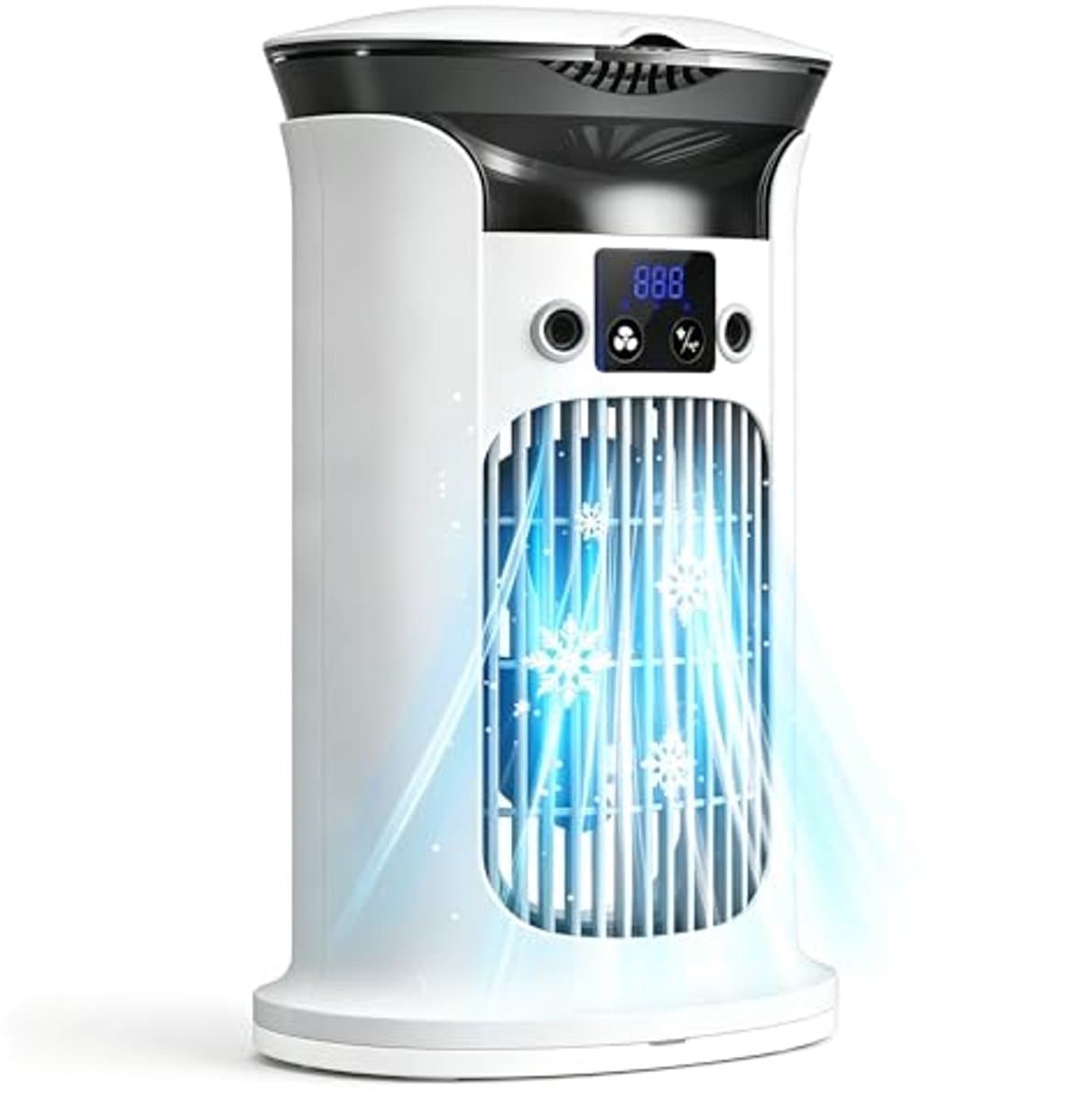 Mobiele Luchtkoeler met Verneveling - 880ml Watertank - 3 Snelheden - 7 Kleuren Nachtlampje - Fluisterstil 20 dB - USB-C Air Cooler - Wit — afbeelding 1