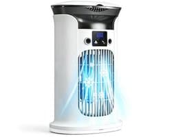 Mobiele Luchtkoeler met Verneveling - 880ml Watertank - 3 Snelheden - 7 Kleuren Nachtlampje - Fluisterstil 20 dB - USB-C Air Cooler - Wit