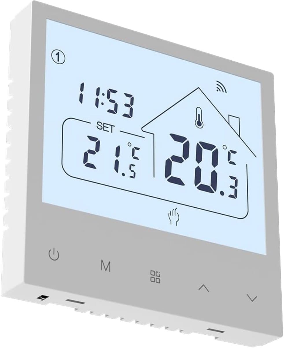 Thermostaat Vloerverwarming - Slimme Kamerthermostaat - Comfort Verwarmen - Waterverwarming Regeling - 8.5 x 8.5 cm - Wit — afbeelding 1