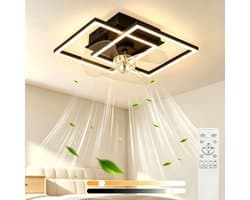 NETTLIFE Plafondventilator met Verlichting LED - Stil - Met Afstandsbediening - Zwart - 3000-6500K Dimbaar - Modern - 6 Standen - DC-Motor - Timer - Voor Slaapkamer
