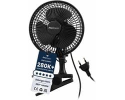 Tafelventilator met Klem – 360° Draaibaar – 2 Snelheden – Stille Mini Ventilator – 20 cm Zwart