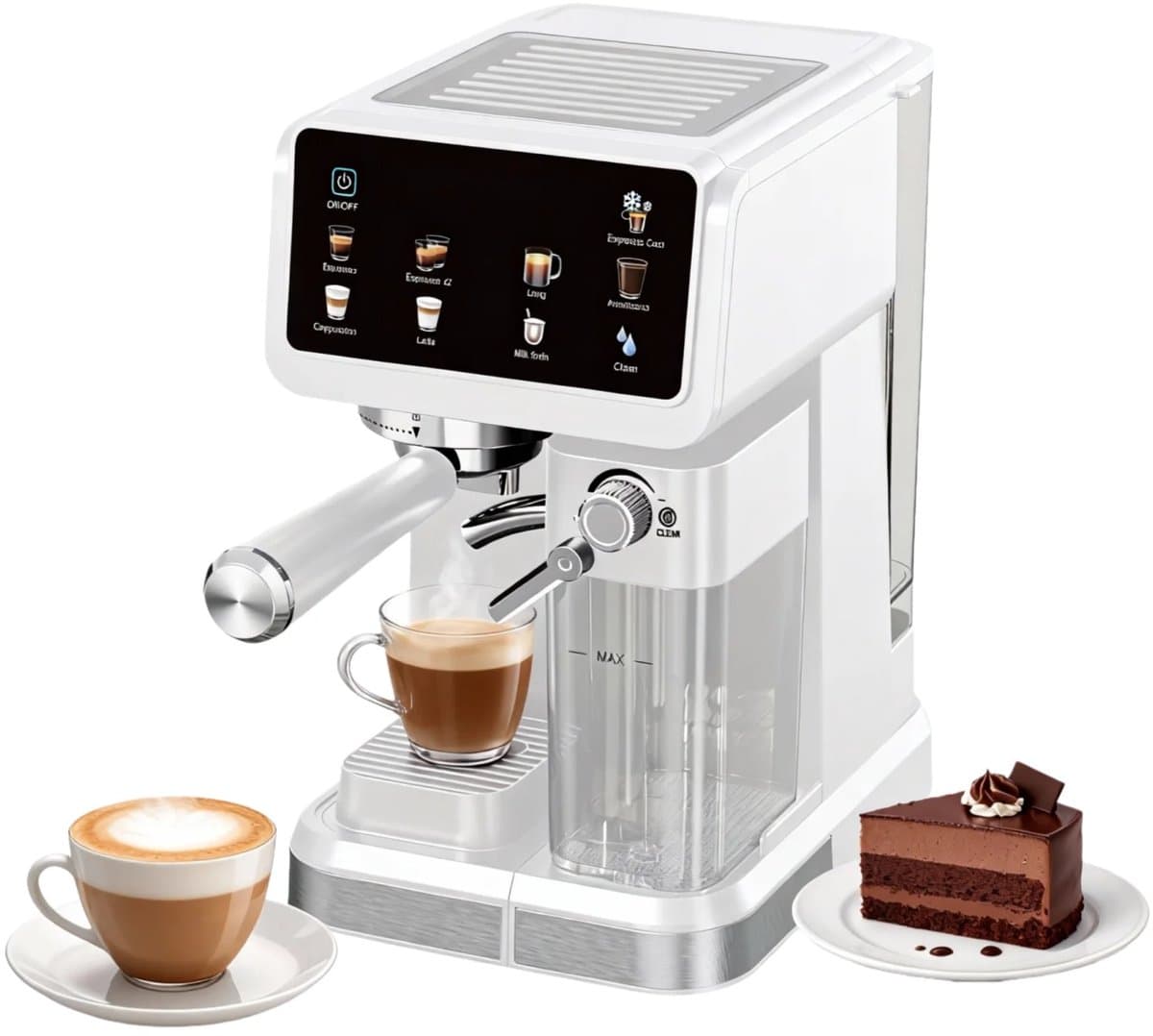 Zerova Espressomachine - Koffiemachines - Koffiezetapparaat - Alles-in-één Koffiezetapparaat - Automatisch Melkschuimsysteem - Wit — afbeelding 1
