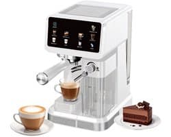 Zerova Espressomachine - Koffiemachines - Koffiezetapparaat - Alles-in-één Koffiezetapparaat - Automatisch Melkschuimsysteem - Wit