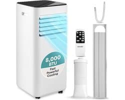 Mobiele Airco 8000 BTU – 3-in-1 Airconditioner – Met Ontvochtiger – Stil – Afstandsbediening