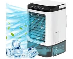 Hutjemutje - aircooler - luchtkoeler - mini-airconditioner - 7-kleuren nachtlampje - 3-snelheden - 900 ml watertank - wit