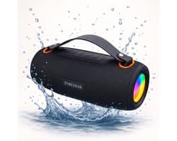 SyncGear Bluetooth Speaker 30W – Draagbare Draadloze Speaker met RGB Lichtshow – Partybox – Muziekbox – Tot 20 uur – Geluidsbox – Zwart