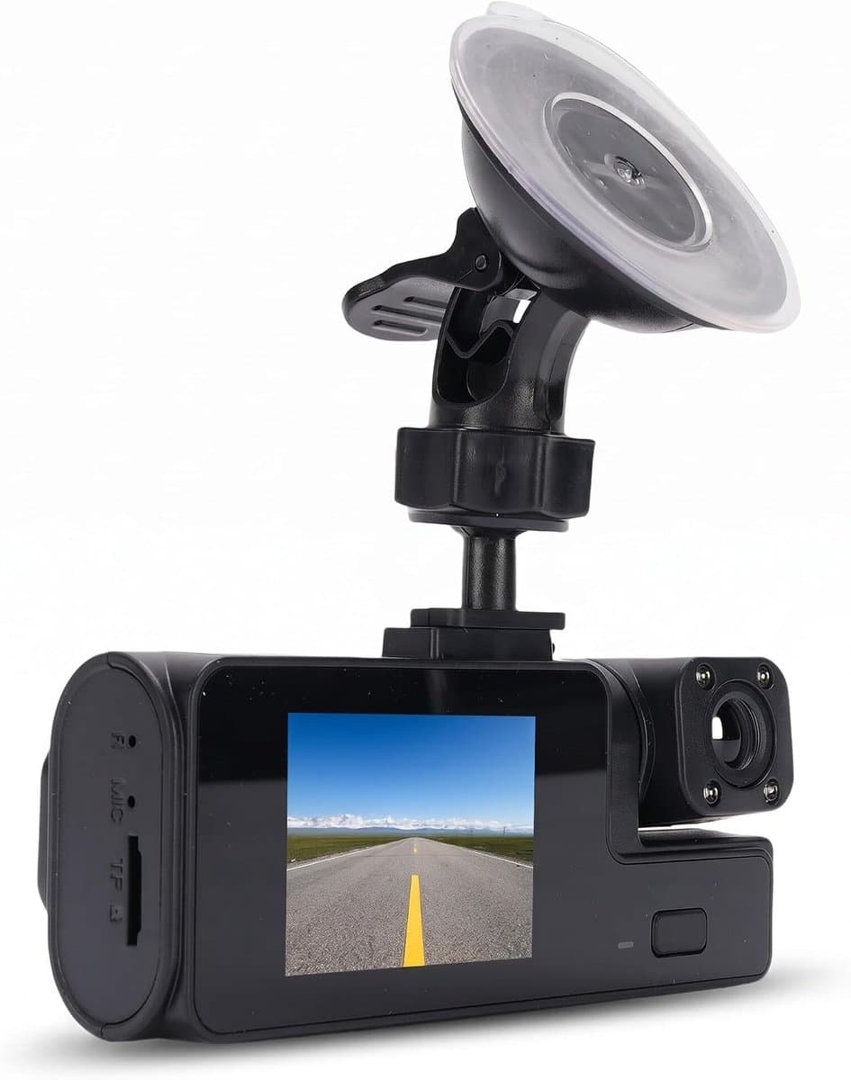 SnelShoppen - 3 Kanaals Dashboard Camera 1080p, Voor- en Achtercamera, Wifi Dashcam met 2 Inch LCD Scherm, Reverse View, Ondersteunt 128GB SD Kaart — afbeelding 1