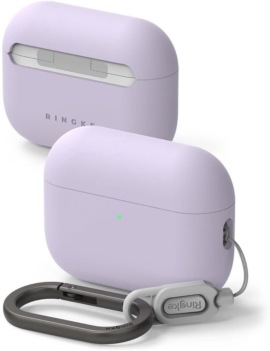 Ringke Silicone Hoesje Geschikt voor Apple AirPods Pro 3 - Siliconen Cover - Karabijnhaak - Case Paars — afbeelding 1