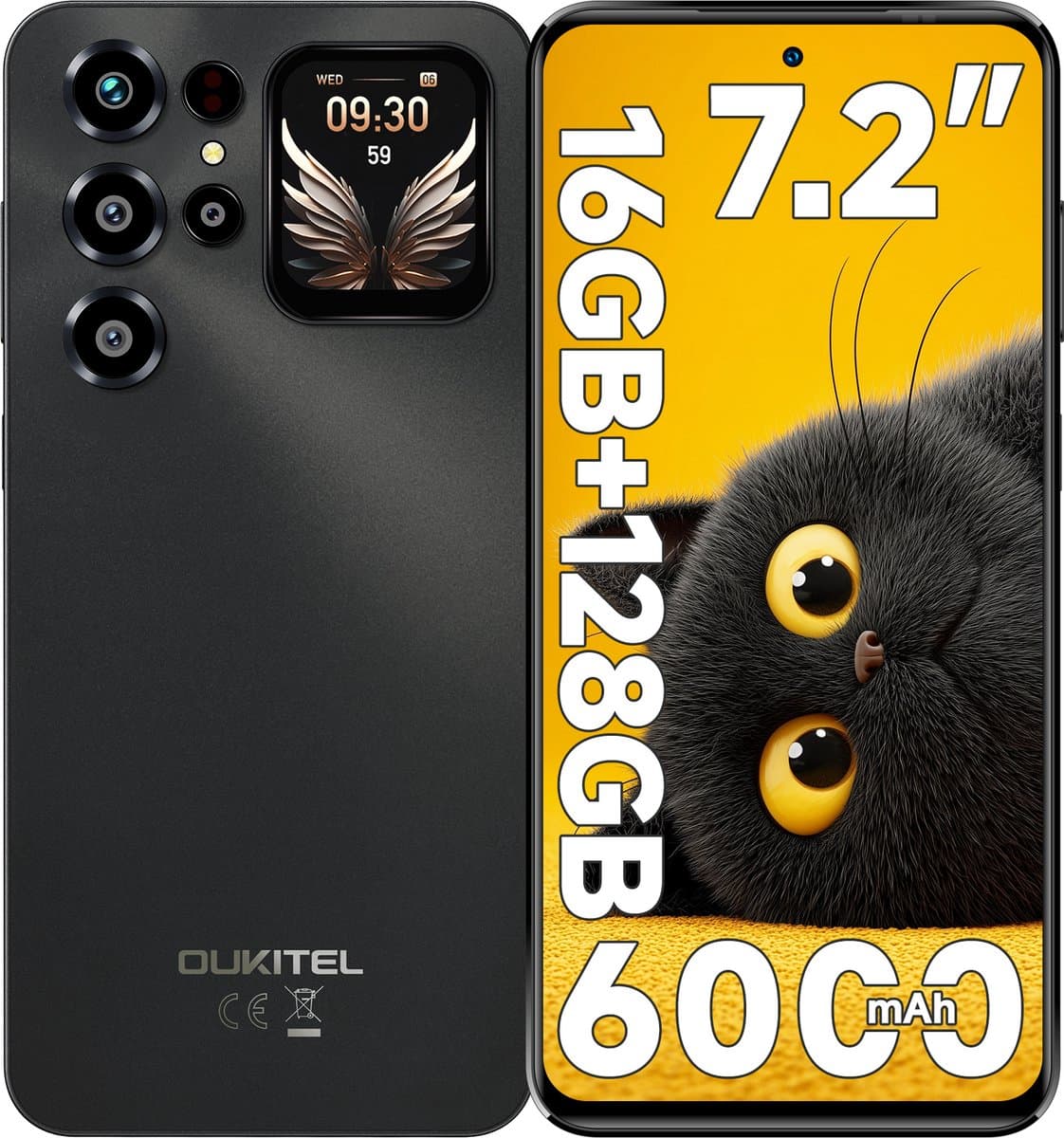 OUKITEL C68 Plus Smartphone 4G-16GB RAM-128GB Opslag-6000 mAh Accu-Android 15-Dubbel Beeldscherm — afbeelding 1