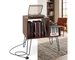 Platenspelermeubel - LP-kast - Platenspelerkast - Draaitafelstandaard - Platenspelerstandaard - Vintage Displayplank - Bruin
