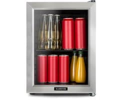 Klarstein Minibar Harlem Drankkoelkast - Mini koelkast - Compressiekoeling - 23 Liter inhoud - 5 Koelstanden: 0 - 10 °C - Energie-efficiëntieklasse E - Gering Bedrijfsgeluid: 39 dB - LED Verlichting - Glazen deur - Roestvrij Staal