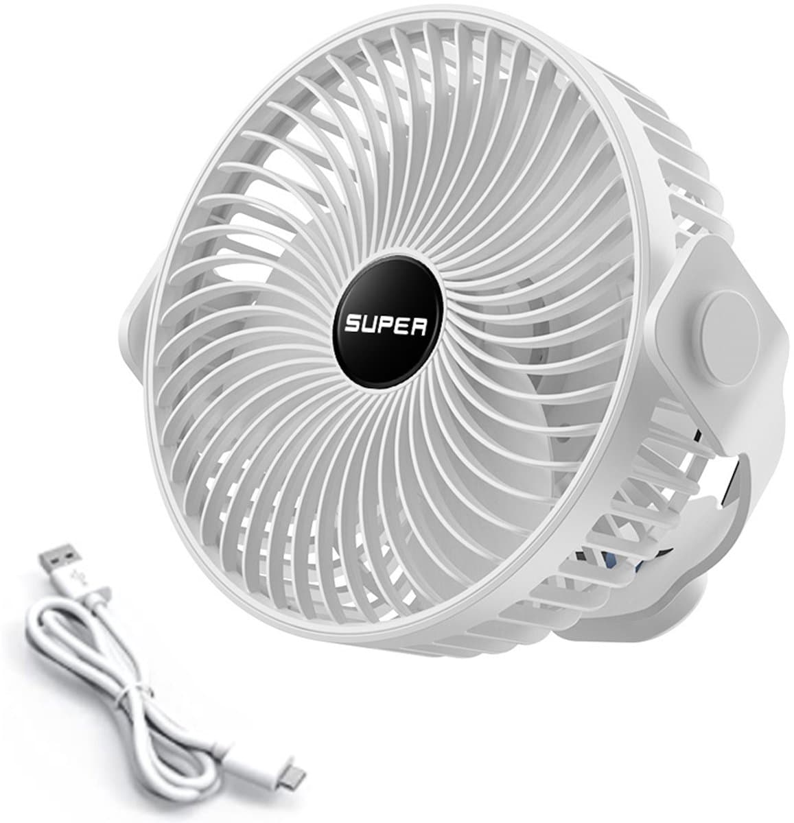 Draagbare campingventilator, oplaadbare ventilator op batterijen met haak, USB-ventilator met ophangkoord — afbeelding 1