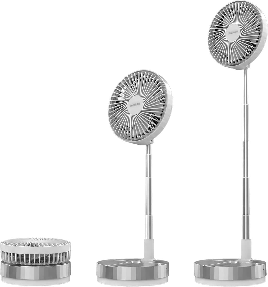 Vloerventilator Draadloos – 7200 mAh Accu – Opvouwbaar & Telescopisch – 4 Snelheden – Afstandsbediening — afbeelding 1