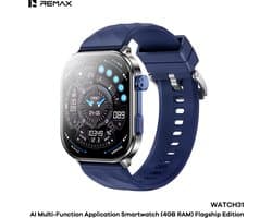Remax WATCH31 - Smartwatch - AI - 4GB - IP68 - Bellen via bluetooth - Blauw