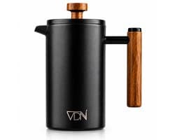 VDN French Press Cafetiere 0.7L - Dubbelwandige RVS Koffiemaker - Koffiepers voor 4-5 Kopjes - Zwart