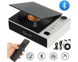 Draagbare Bluetooth CD-speler - Retro CD-speler - 7 Afspeelmodi met FM, USB en AUX - 4000mAh Accu tot 4,5 Uur - Stereo Audio-uitgang - Transparante Stofkap - Voor Thuis, Kantoor, Klaslokaal, Auto en Kamperen