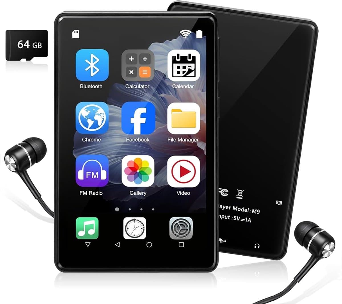 96GB MP3 Speler met Bluetooth en WiFi - Smart Muziekspeler met 4 Inch IPS Touchscreen - Spotify en Play Store Compatibel - 2000mAh Batterij - FM Radio - Voice Recorder - Inclusief Hoofdtelefoon - MP4 Video Speler — afbeelding 1