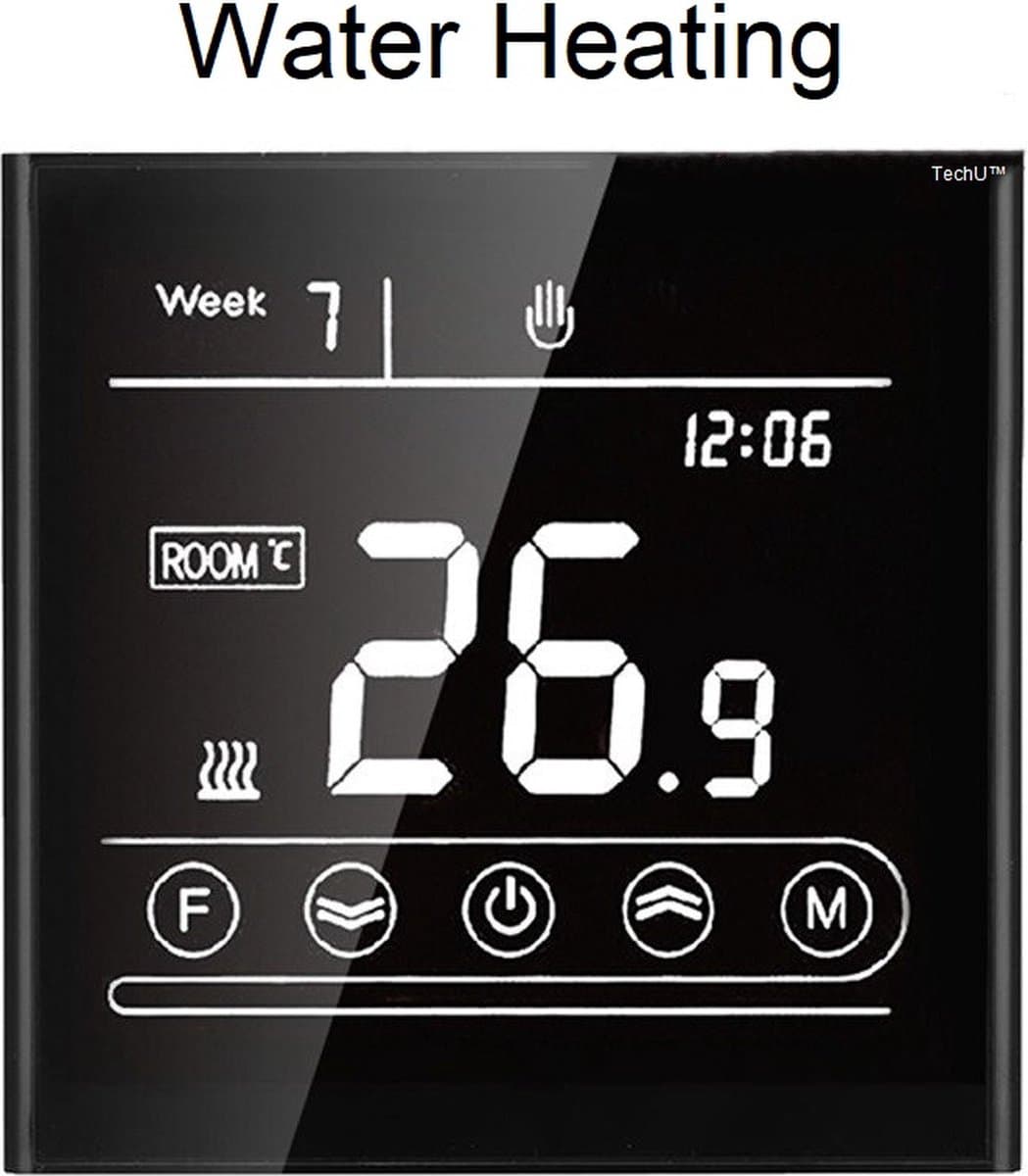 TechU™ Slimme Thermostaat Vita – Alleen voor Gas Boiler – Zwart – App & Wifi – Google Assistant & Alexa — afbeelding 1