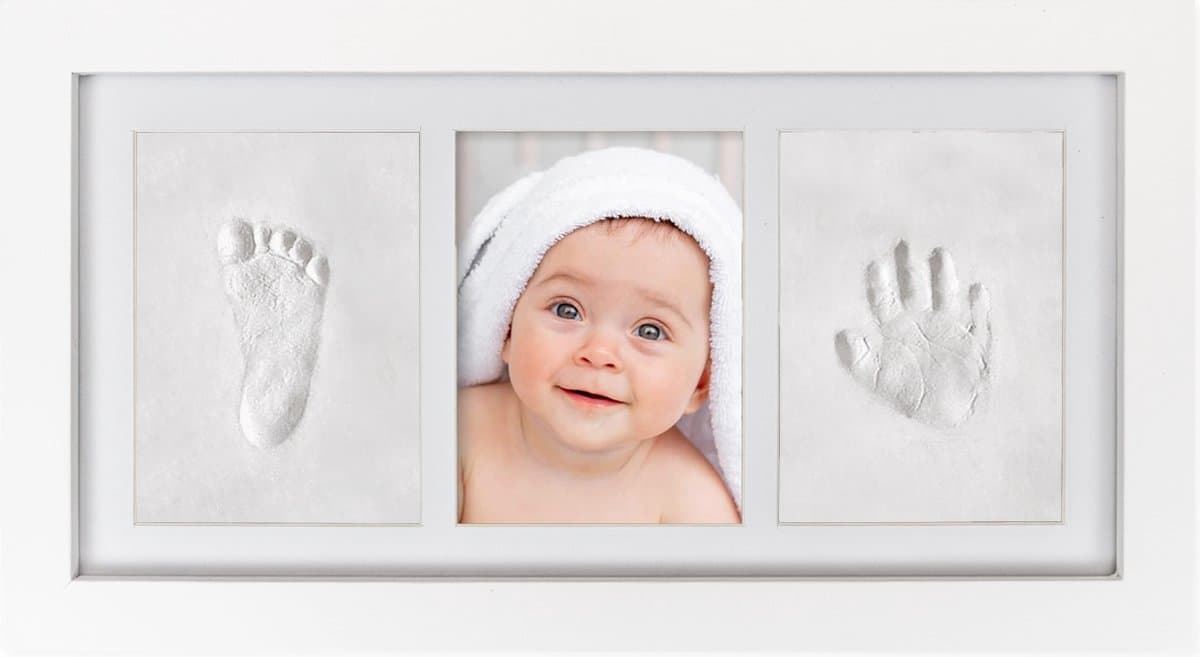 Frummel Fotolijst Baby (33 x 18 cm) - Klei Afdruk (Gipsafdruk baby) - Beter dan gips afdruk - Hand Voet Afdruk - Kraamcadeau Meisje / Kraamcadeau Jongen — afbeelding 1