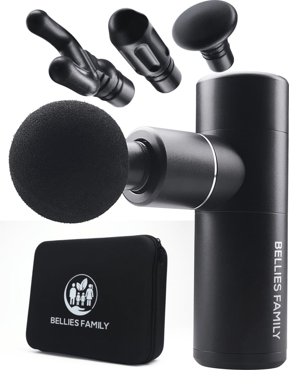 Massage Gun Mini PRO - Samengesteld door Msc. Fysio - Inclusief app - Sport en Relax Massage Apparaat - 4 opzetstukken - Professioneel - Bellies family — afbeelding 1