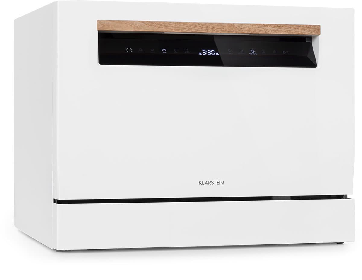 Klarstein Lagoona mini-vaatwasser vrijstaand, vermogen: 1380 watt, 6 standaardcouverts, waterverbruik: 6,5 L, 7 programma’s plus extra drogen, 49 dB, touchbedieningspaneel, wit — afbeelding 1