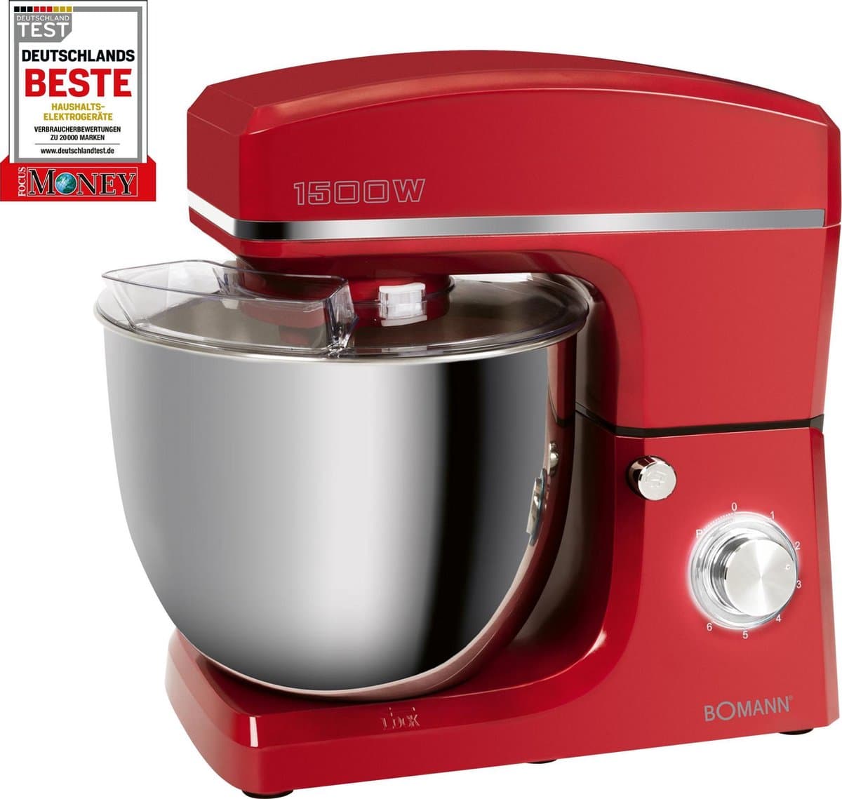 Bomann KM 6036 CB - Keukenmachine - 1500 W - 10 liter - Rood — afbeelding 1