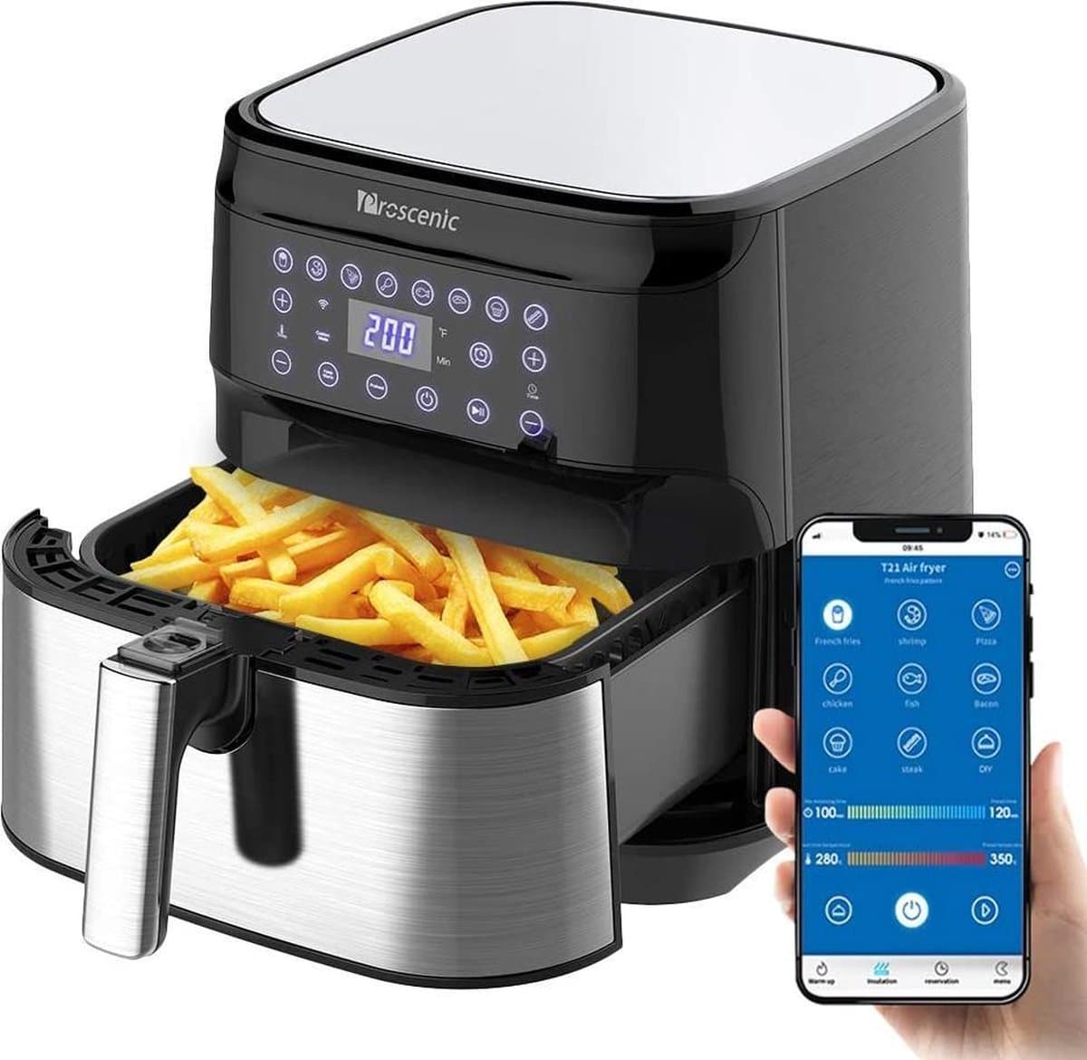 Proscenic T21 Airfryer - Heteluchtfriteuse XXL - App en spraakbediening - 5,5 L - 1700 W - A+++ — afbeelding 1