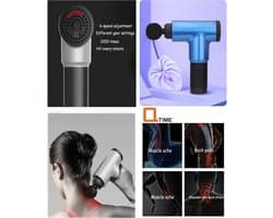 Q-time - Massage Gun - Professionele Sport Massage - Rug Massage - Nek Massage - Massage Apparaat - Spier Massage - Stress Massage - Triggerpoint - Spierherstel & Spierontspanning - Blauw