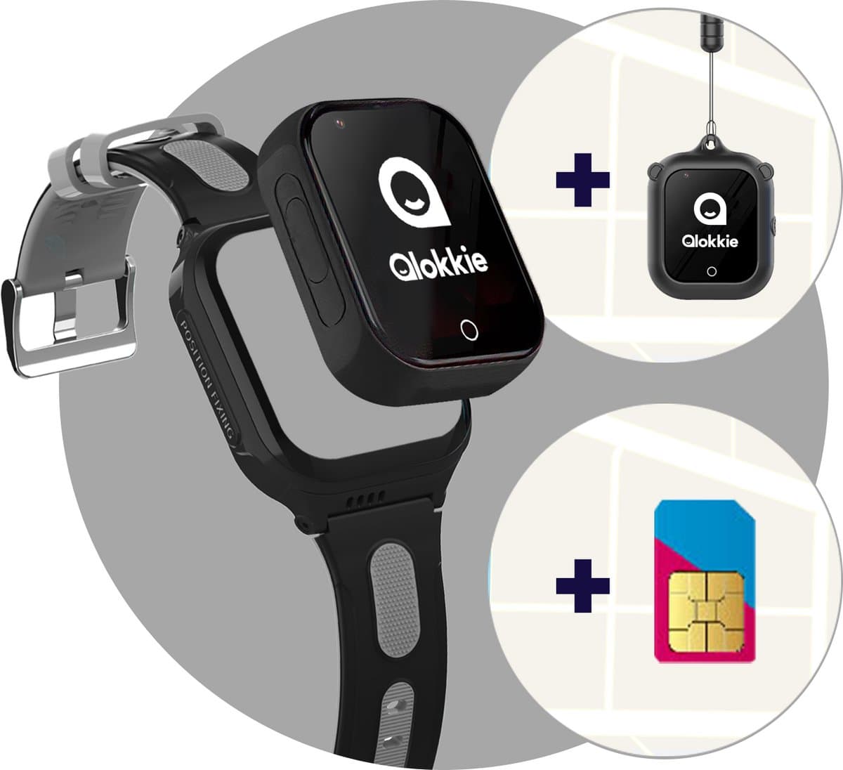 Qlokkie Kiddo GO PLUS - GPS Horloge kind - GPS Tracker kind - Videobellen - Veiligheidsgebied instellen - SOS Alarmfuncties - Smartwatch kinderen - Inclusief simkaart en mobiele app - Zwart — afbeelding 1