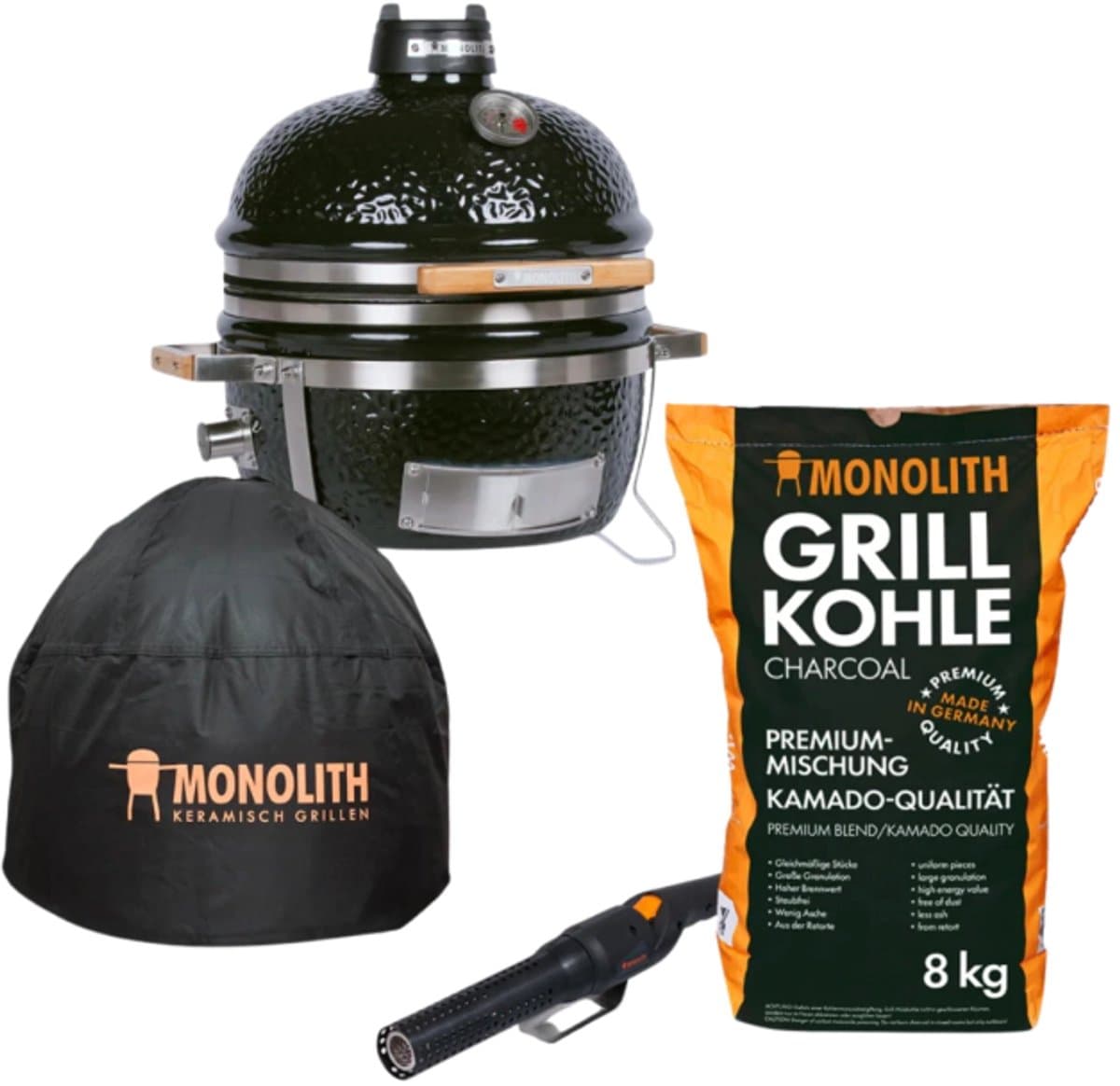 Monolith Icon Starterset – Kamado Barbecue 33 cm – Inclusief Beschermhoes, Mono-Lighter & Houtskool – Compacte Houtskool BBQ — afbeelding 1