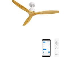 CREATE - Plafondventilator 40W silent Ø132 cm - Met Wifi - Met Afstandsbediening - 6 Snelheden - Timer - Zomer/Winter functie - Wit - WIND STYLANCE