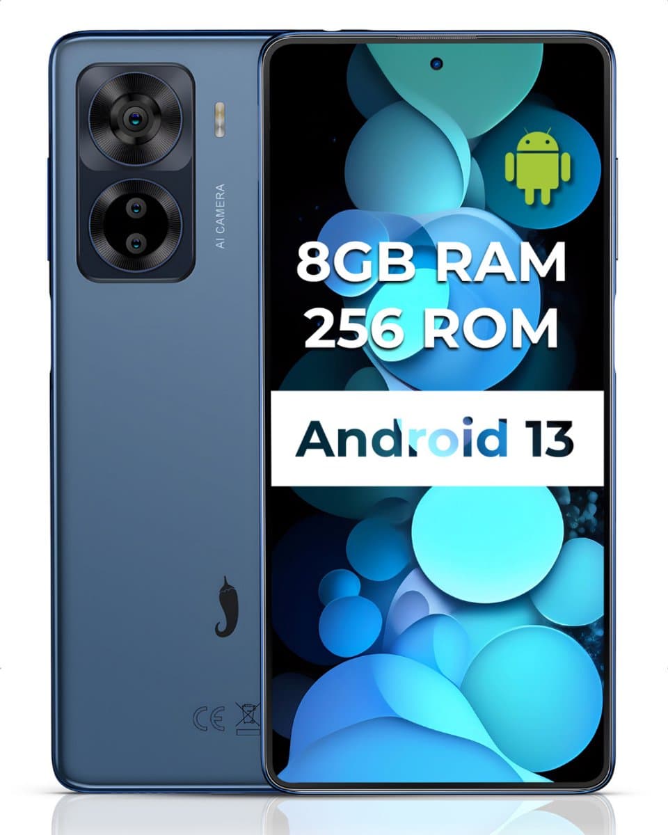 Hot Pepper K82A Smartphone - Android Mobiele Telefoon - 256 GB Geheugen - 8 GB RAM - 90 Hz - Octa-Core Processor - inclusief Hoes — afbeelding 1