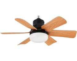 Bovista Plafondventilator - Met Verlichting - Plafond Ventilator - Met Lamp - Plafonniere Met Ventilator - Met Licht - Zwart - 51cm
