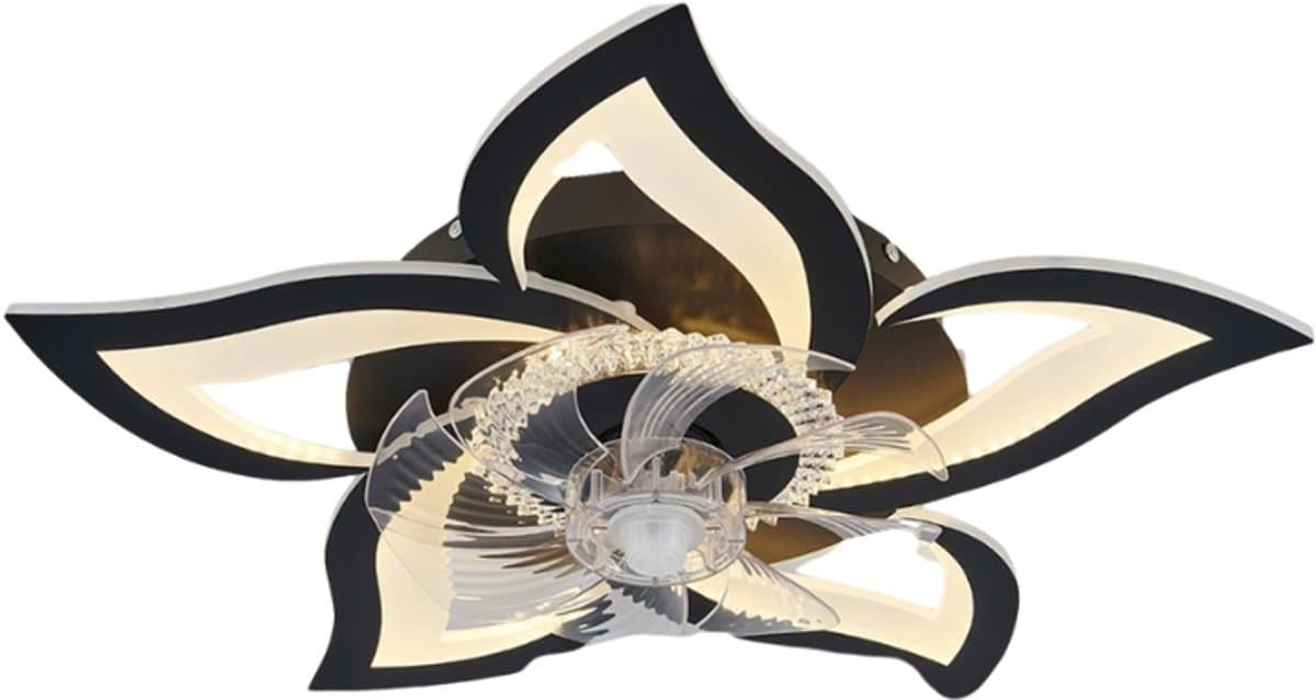 Livano Plafondventilator - Met Verlichting - Plafond Ventilator - Met Lamp - Plafonniere Met Ventilator - Met Licht - Zwart — afbeelding 1