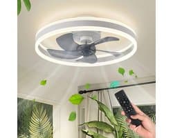 Plafond Ventilator Lamp - 51 CM - Smart Lamp - 6 Standen - 2 ledstrokes - Dimbaar - Wit - Kroonluchter Ventilator - Chandelier Fan - Woonkamer Lamp - Ventilator Lampen - Slaapkamer lamp - Eetkamerlamp