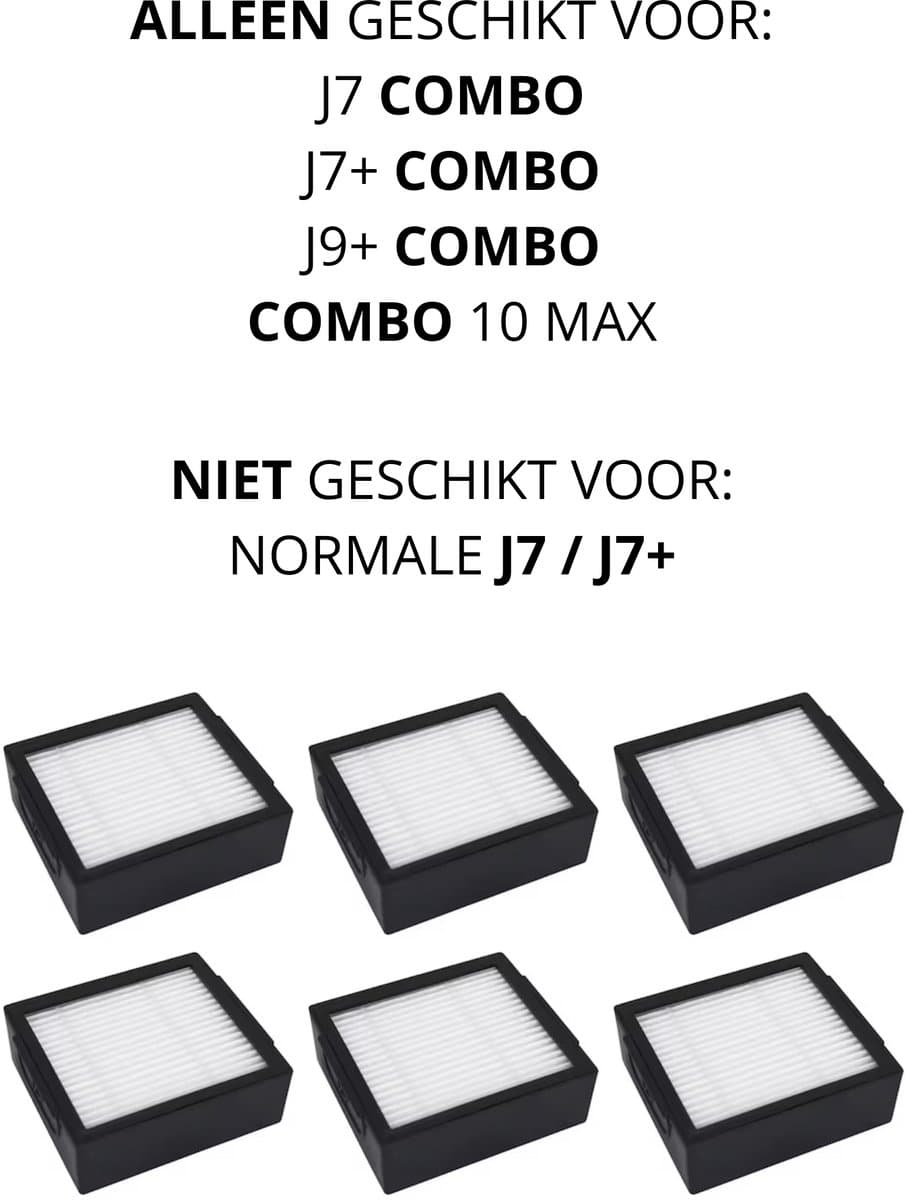 Bramokava® 6x HEPA Filter – ALLEEN geschikt voor iRobot Roomba COMBO j7+ / COMBO j9+ / 10 Max – NIET voor gewone j7+ / j9+ Robotstofzuiger — afbeelding 1
