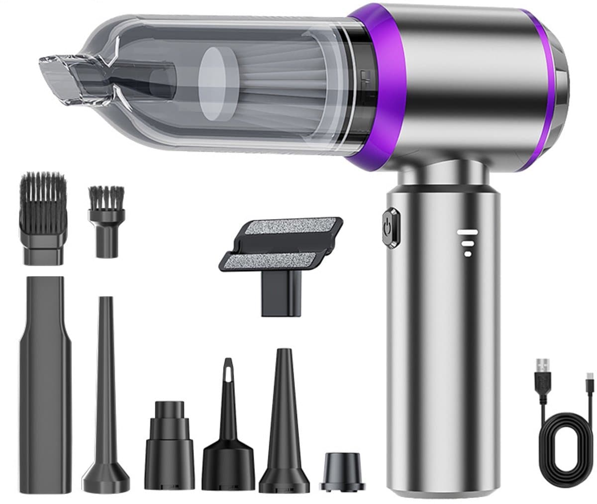 Handheld stofzuiger, 15000Pa mini draadloze draagbare stofzuiger met 3 snelheden, multifunctionele krachtige draadloze autostofzuiger met borstelloze motor — afbeelding 1