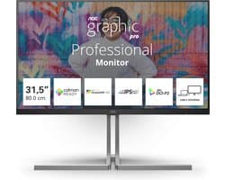 Aoc-Monitor Voor Laptop Pc 31,5 Inch Graphic Pro U32U3Cv Hdmi Dp Usb